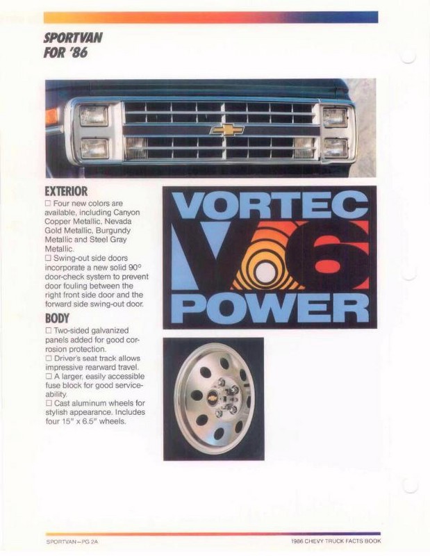 1986 Chevrolet Truck Facts Brochure Page 71